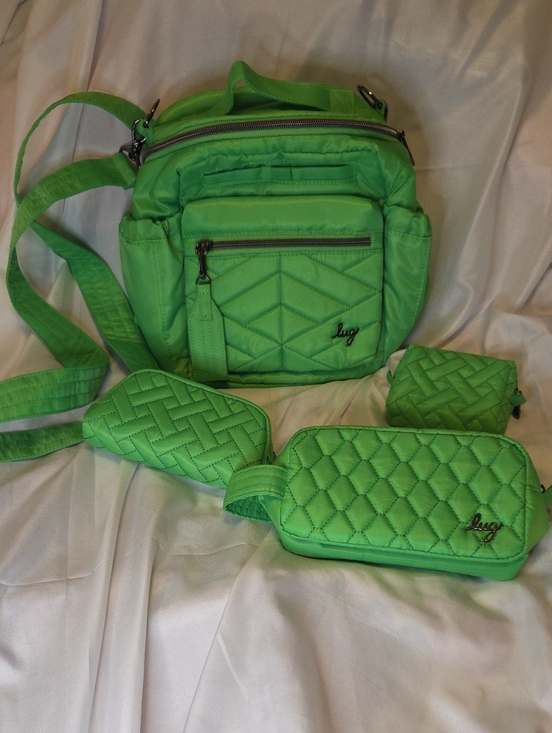 lug Handbags - lug Quilted Crossbody Bag and Pouch Set in Lime Green